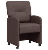 VidaXL Eetstoelen met wielen 2 pcs Donkerbruin 57 x 67 x 95 cm Stof