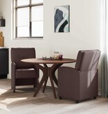 VidaXL Eetstoelen met wielen 2 pcs Donkerbruin 57 x 67 x 95 cm Stof