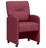 VidaXL Eetstoelen met wielen 2 pcs Wijnrood 57 x 67 x 95 cm Stof