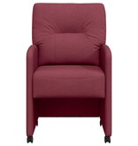 VidaXL Eetstoelen met wielen 2 pcs Wijnrood 57 x 67 x 95 cm Stof