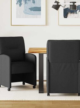 VidaXL Eetstoelen met wielen 2 pcs Zwart 57 x 67 x 95 cm Stof