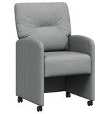 VidaXL Eetstoelen met wielen 2 pcs Lichtgrijs 57 x 67 x 95 cm Stof