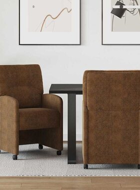 VidaXL Eetstoelen 2 pcs Bruin 57 x 67 x 95 cm Faux suede leer