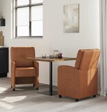 VidaXL Eetstoelen met wielen 2 pcs Bruin 57 x 67 x 95 cm Kunstleer