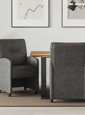 VidaXL Eetstoelen met wielen 2 pcs Zwart 57 x 67 x 95 cm Kunstleer
