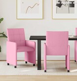VidaXL Eetstoelen met wielen 2 pcs Roze 58 x 65 x 94 cm Stof