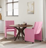 VidaXL Eetstoelen met wielen 2 pcs Roze 58 x 65 x 94 cm Stof