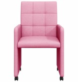 VidaXL Eetstoelen met wielen 2 pcs Roze 58 x 65 x 94 cm Stof