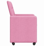 VidaXL Eetstoelen met wielen 2 pcs Roze 58 x 65 x 94 cm Stof