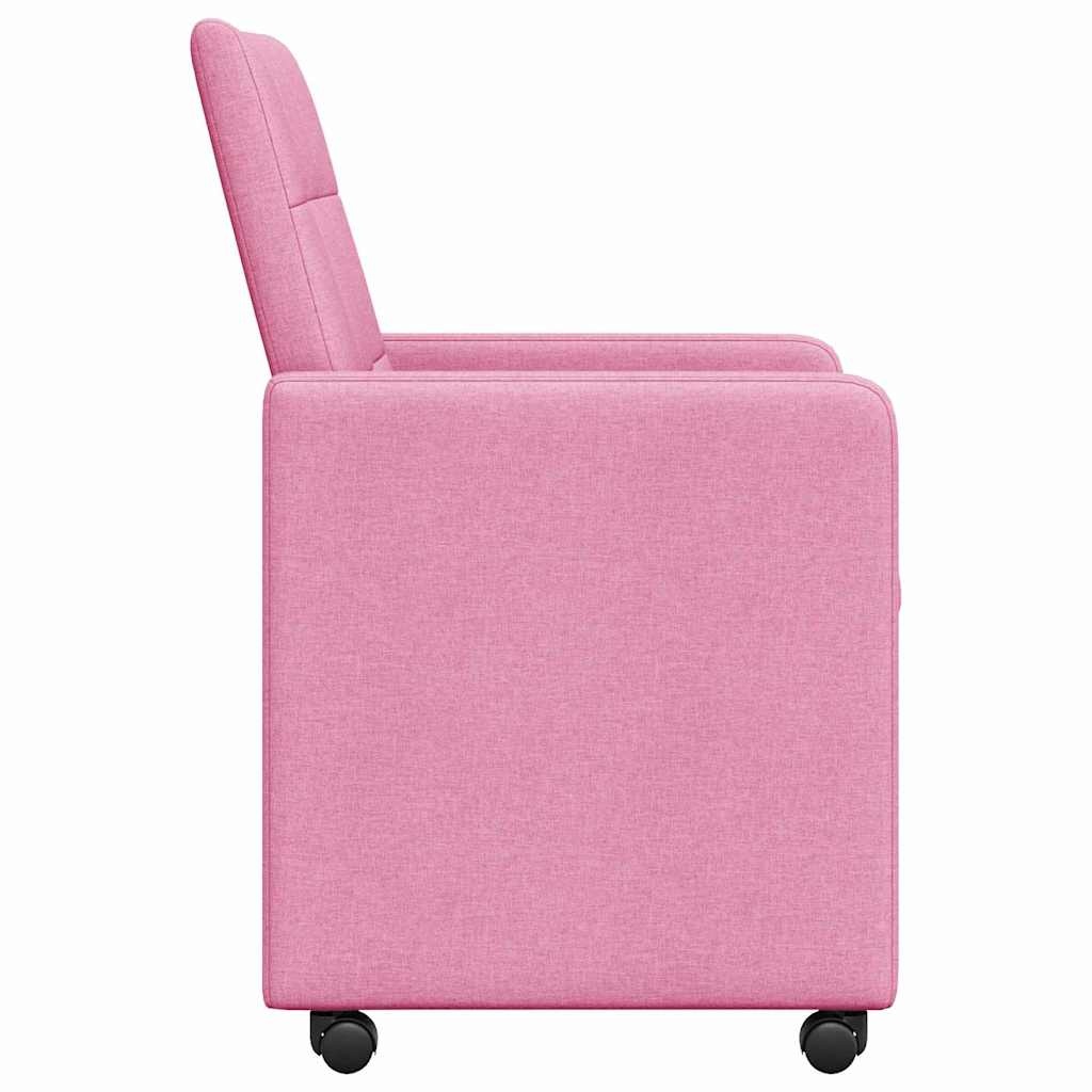 VidaXL Eetstoelen met wielen 2 pcs Roze 58 x 65 x 94 cm Stof