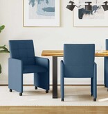 VidaXL Eetstoelen met wielen 2 pcs Blauw 58 x 65 x 94 cm Stof
