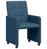 VidaXL Eetstoelen met wielen 2 pcs Blauw 58 x 65 x 94 cm Stof