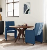 VidaXL Eetstoelen met wielen 2 pcs Blauw 58 x 65 x 94 cm Stof