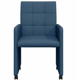 VidaXL Eetstoelen met wielen 2 pcs Blauw 58 x 65 x 94 cm Stof