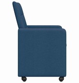 VidaXL Eetstoelen met wielen 2 pcs Blauw 58 x 65 x 94 cm Stof