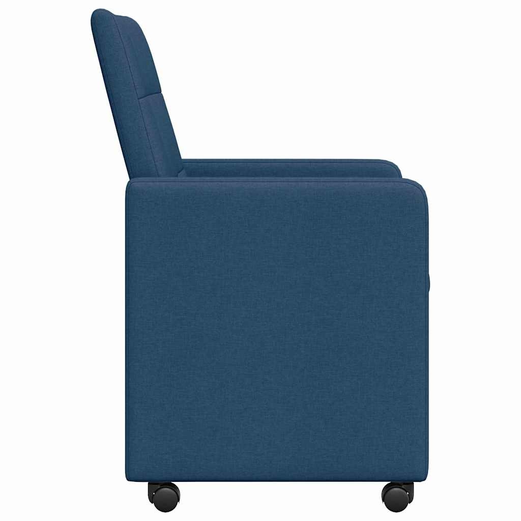 VidaXL Eetstoelen met wielen 2 pcs Blauw 58 x 65 x 94 cm Stof