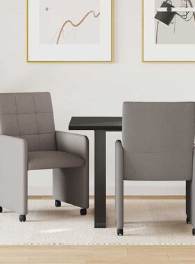 VidaXL Eetstoelen met wielen 2 pcs Taupe 58 x 65 x 94 cm Stof
