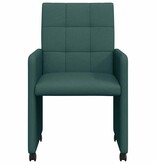 VidaXL Eetstoelen met wielen 2 pcs Donkergroen 58 x 65 x 94 cm Stof