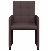 VidaXL Eetstoelen met wielen 2 pcs Donkerbruin 58 x 65 x 94 cm Stof