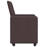 VidaXL Eetstoelen met wielen 2 pcs Donkerbruin 58 x 65 x 94 cm Stof