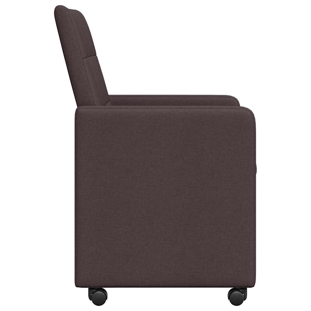VidaXL Eetstoelen met wielen 2 pcs Donkerbruin 58 x 65 x 94 cm Stof