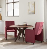 VidaXL Eetstoelen met wielen 2 pcs Wijnrood 58 x 65 x 94 cm Stof