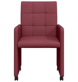 VidaXL Eetstoelen met wielen 2 pcs Wijnrood 58 x 65 x 94 cm Stof