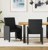 VidaXL Eetstoelen met wielen 2 pcs Zwart 58 x 65 x 94 cm Stof