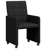 VidaXL Eetstoelen met wielen 2 pcs Zwart 58 x 65 x 94 cm Stof
