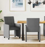 VidaXL Eetstoelen met wielen 2 pcs Donkergrijs 58 x 65 x 94 cm Stof
