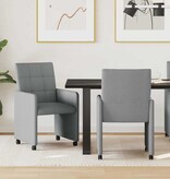 VidaXL Eetstoelen met wielen 2 pcs Lichtgrijs 58 x 65 x 94 cm Stof