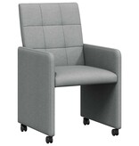 VidaXL Eetstoelen met wielen 2 pcs Lichtgrijs 58 x 65 x 94 cm Stof
