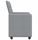 VidaXL Eetstoelen met wielen 2 pcs Lichtgrijs 58 x 65 x 94 cm Stof