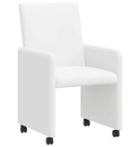 VidaXL Eetstoelen met wielen 2 pcs Wit 57 x 66 x 94 cm Kunstleer