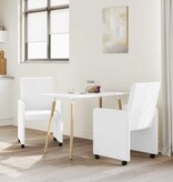 VidaXL Eetstoelen met wielen 2 pcs Wit 57 x 66 x 94 cm Kunstleer