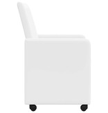 VidaXL Eetstoelen met wielen 2 pcs Wit 57 x 66 x 94 cm Kunstleer