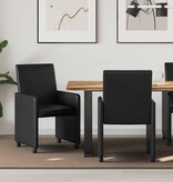VidaXL Eetstoelen met wielen 2 pcs Zwart 57 x 66 x 94 cm Kunstleer