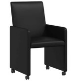 VidaXL Eetstoelen met wielen 2 pcs Zwart 57 x 66 x 94 cm Kunstleer