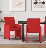 VidaXL Eetstoelen met wielen 2 pcs Rood 57 x 66 x 94 cm Kunstleer
