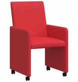 VidaXL Eetstoelen met wielen 2 pcs Rood 57 x 66 x 94 cm Kunstleer