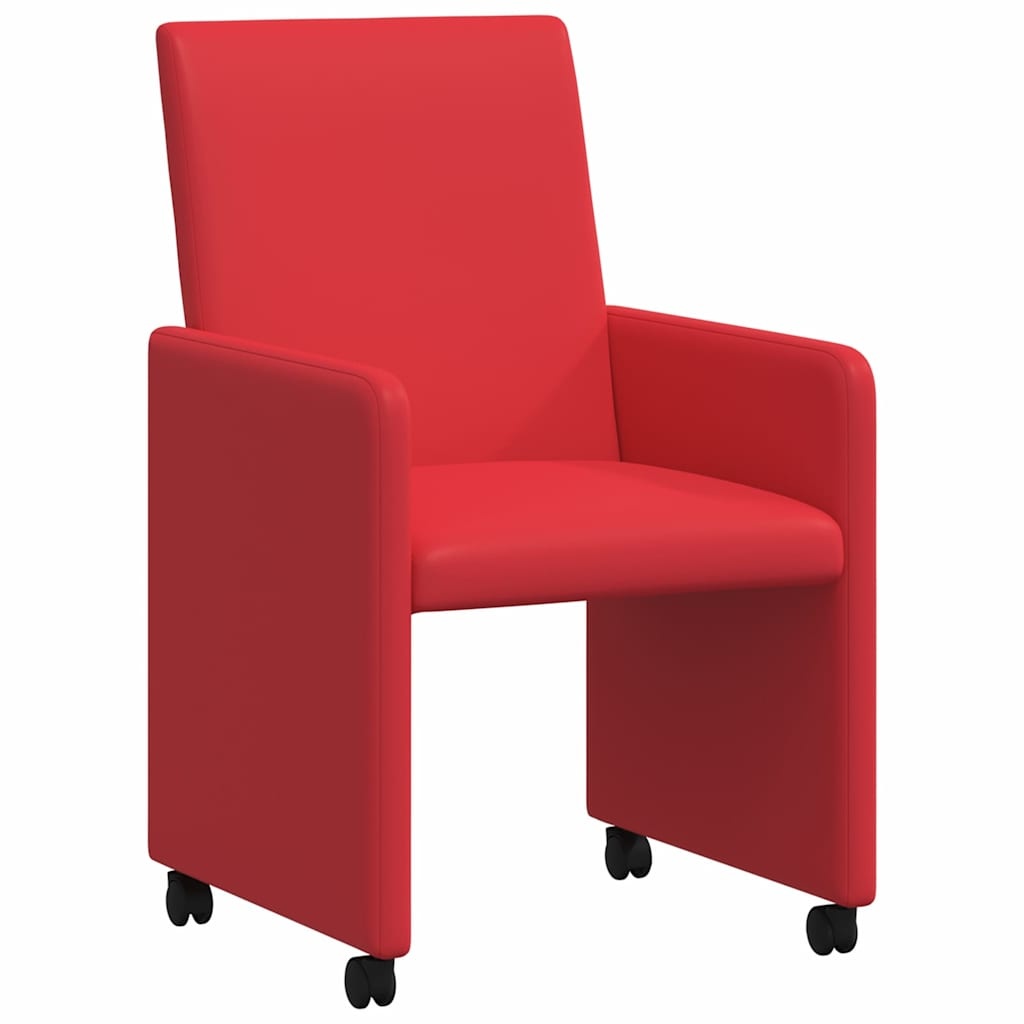 VidaXL Eetstoelen met wielen 2 pcs Rood 57 x 66 x 94 cm Kunstleer