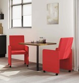 VidaXL Eetstoelen met wielen 2 pcs Rood 57 x 66 x 94 cm Kunstleer