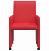 VidaXL Eetstoelen met wielen 2 pcs Rood 57 x 66 x 94 cm Kunstleer