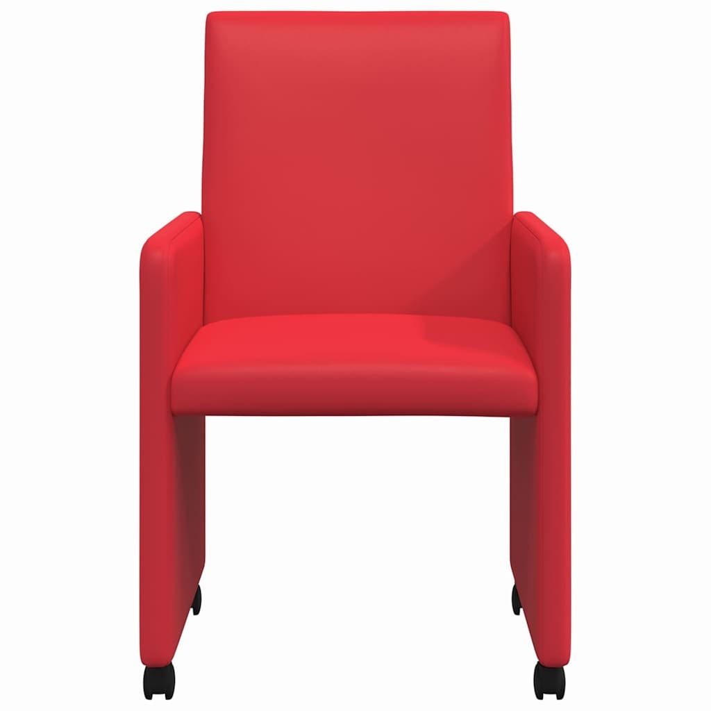 VidaXL Eetstoelen met wielen 2 pcs Rood 57 x 66 x 94 cm Kunstleer