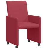 VidaXL Eetstoelen met wielen 2 pcs Wijnrood 57 x 66 x 94 cm Kunstleer