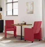 VidaXL Eetstoelen met wielen 2 pcs Wijnrood 57 x 66 x 94 cm Kunstleer