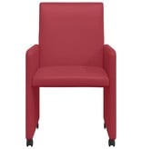 VidaXL Eetstoelen met wielen 2 pcs Wijnrood 57 x 66 x 94 cm Kunstleer