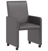 VidaXL Eetstoelen met wielen 2 pcs Grijs 57 x 66 x 94 cm Kunstleer