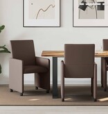 VidaXL Eetstoelen met wielen 2 pcs Bruin 57 x 66 x 94 cm Kunstleer