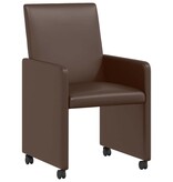 VidaXL Eetstoelen met wielen 2 pcs Bruin 57 x 66 x 94 cm Kunstleer